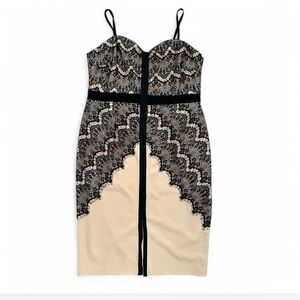 Sold-Charlotte Russe Nude/Black Lace Cocktail Party Dress 2X